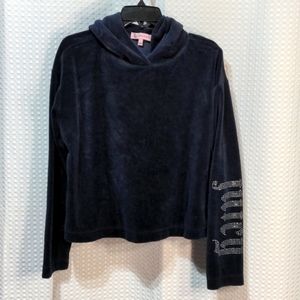 Juicy Couture tracksuit top hoodie jacket blue velour L